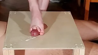Domina bare feet cock stomping & footjob with huge cumshot pt2 HD